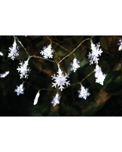 Alpine White 20-Bulb LED Snowflake Battery Operated Light Set