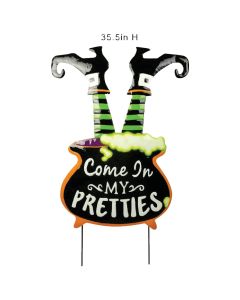 35.83 In H. Metal Witch's Legs Halloween Yard Stake