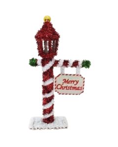 Youngcraft 17.75 In. Tinsel 3-Dimensional Lamp Post with Merry Christmas Sign