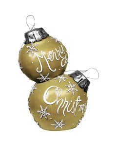 Alpine 30 In. Gold Merry Christmas Stacked Ornaments With LED Lights