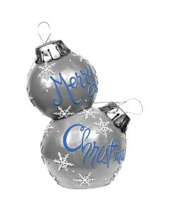 Alpine 30 In. Silver Merry Christmas Stacked Ornaments With LED Lights