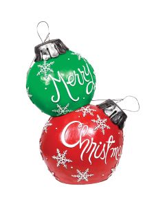 Alpine 48 In. Red/Green Merry Christmas Stacked Ornaments With LED Lights