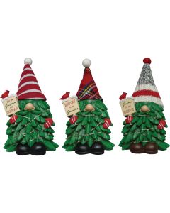 Alpine 3 In. W. x 7 In. H. x 4 In. L. Polyresin LED Gnome Christmas Tree
