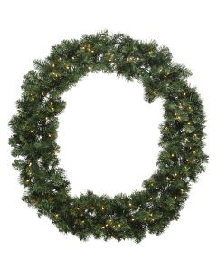 Everlands Imperial 23 In. 50-Bulb Warm White LED Soft Needle Pine Prelit Wreath