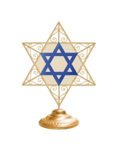 Alpine 14 In. Gold & Blue LED Star of David Tabletop Holiday Decoration