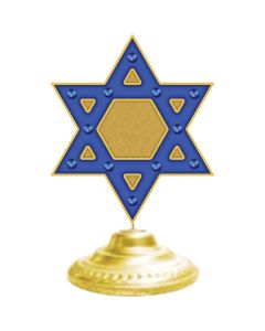Alpine 14 In. Blue LED Star of David Tabletop Holiday Decoration with Gold Base