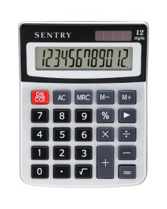 Sentry Jumbo Key Auto-Off 12-Digit Mini Desk Calculator