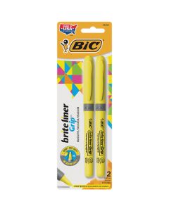 Bic Brite Liner Grip Chisel Tip Yellow Highlighter (2-Pack)