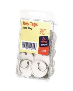 Avery Round 1-1/4 In. Split Key Ring Card Stock Tag with Metal Rim, (50-Pack)