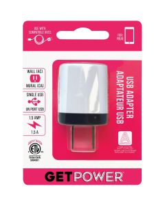 GetPower Single USB to AC White Wall Adapter Charger