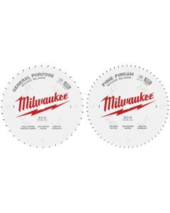 Image of Milwaukee 10" Circular Saw Two-Pack Wood Cutting Blades 40T + 60T