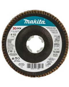 Image of Makita X‑LOCK 4‑1/2" 60 Grit Type 29 Angled Grinding and Polishing Flap Disc for X‑LOCK and All 7/8" Arbor Grinders