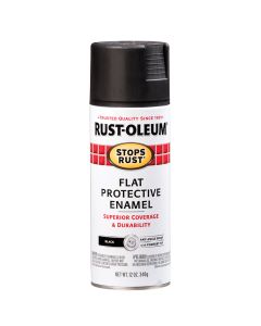 12 Oz Rust-Oleum 7776830 Black Stops Rust Protective Enamel Spray Paint, Flat