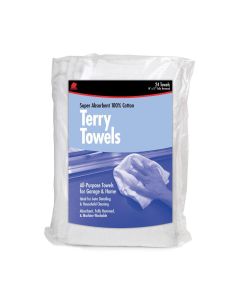 14" x 17" Buffalo 60221 White Terry Towels All Purpose Towel, 24-Pack