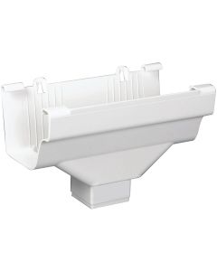 Amerimax 5 In. End with 2 In. x 2 In. Drop Outlet for White Vinyl Traditional K-Style Gutter