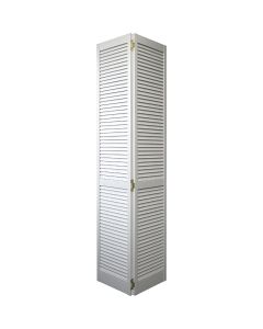 Jeld Wen 30 In. W. x 80 In. H. Pine Louver/Louver Primed White Bifold Door