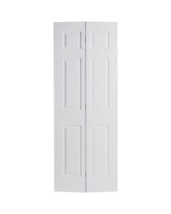 Masonite 48 In. W x 79 In. H Textured Hardboard Primed White 6-Panel 4-Door Bifold Door