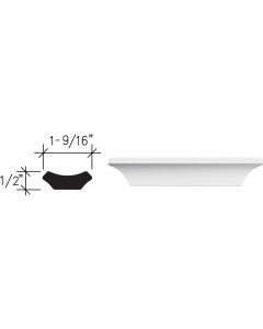 Inteplast Building Products 1/2 In. W. x 1-9/16 In. H. x 8 Ft. L. Crystal White Polystyrene Cove Molding