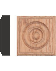 House of Fara 7/8 In. x 3-1/2 In. Unfinished Red Oak Rosette Block