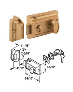 Defender Security Brass 3-Way Night Latch with Locking Single Cylinder