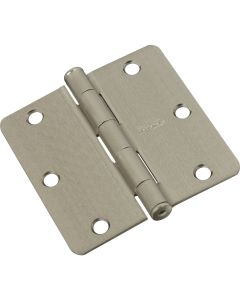 National 3-1/2 In. x 1/4 In. Radius Satin Nickel Door Hinge