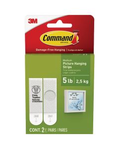 3M Command White Medium Adhesive Strips, 4 Strips