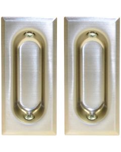 Johnson Hardware 3 In. Rectangular Satin Nickel Flush Pocket Door Pull (2-Count)