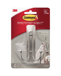 3M Command Large Brushed Nickel Double Hook