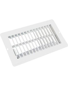 United States Hardware 4 In. x 8 In. x 1-5/16 In. White Steel Floor Register