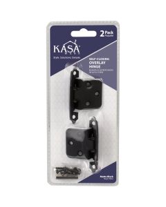 KasaWare Matte Black Self-Closing Overlay Hinges (2-Pack)