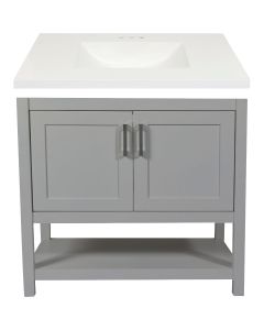 Modular Monaco Gray 36 In. W x 21 In. D x 34-1/2 In. H  Vanity with White Cultured Marble Top