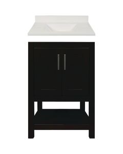 Modular Monaco Espresso 24 In. W x 18 In. D x 34-1/2 In. H  Vanity with White Cultured Marble Top