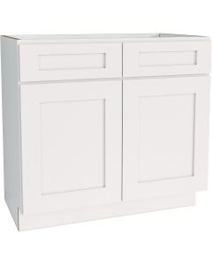 CraftMark Plymouth Shaker 36 In. W x 24 In. D x 34.5 In. H Ready To Assemble White Sink Base Kitchen Cabinet