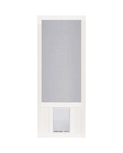 Screen Tight Chesapeake 32 In. W x 80 In. H x 1 In. Thick White Vinyl Screen Door w/XL Pet Door