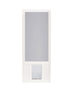 Screen Tight Chesapeake 36 In. W x 80 In. H x 1 In. Thick White Vinyl Screen Door w/XL Pet Door