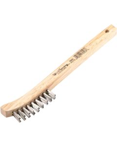 Forney 8-5/8 In. Curved Wood Handle Wire Brush with Stainless Steel Bristles