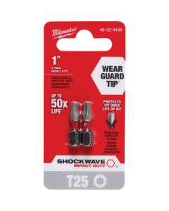 Milwaukee SHOCKWAVE T25 TORX 1 In. Insert Impact Screwdriver Bit (2-Pack)