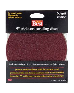 Do it Best 5 In. 60 Grit Stick-On Sanding Disc (4-Pack)