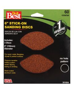 Do it Best 6 In. 60 Grit Stick-On Sanding Disc (3-Pack)