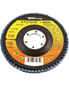 Forney 4-1/2 In. x 7/8 In. 40-Grit Type 29 Blue Zirconia Angle Grinder Flap Disc