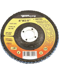 Forney 4 In. x 5/8 In. 60-Grit Type 29 Blue Zirconia Angle Grinder Flap Disc