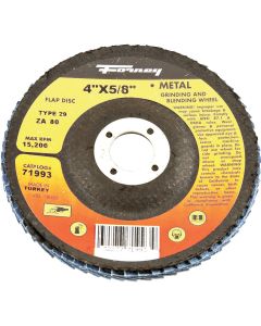 Forney 4 In. x 5/8 In. 80-Grit Type 29 Blue Zirconia Angle Grinder Flap Disc