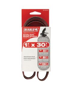 Diablo 1 In. x 30 In. 50/80/120 Grit General Purpose Sanding Belt (3-Pack)