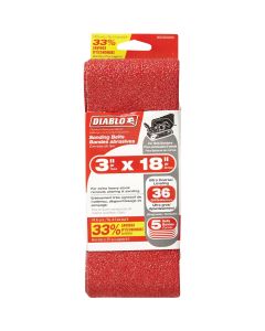 Diablo 3 In. x 18 In. 36G Grit General Purpose Sanding Belt (5-Pack)