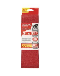 Diablo 3 In. x 21 In. 36 Grit General Purpose Sanding Belt (5-Pack)