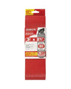 Diablo 3 In. x 21 In. 80 Grit General Purpose Sanding Belt (5-Pack)