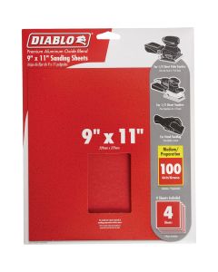 Diablo 9 In. x 11 In. 100 Grit Medium Sandpaper (4-Pack)