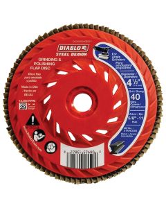 Diablo Steel Demon 4-1/2 In. x 5/8 In.-11 40-Grit Type 29 Angle Grinder Flap Disc with Hub