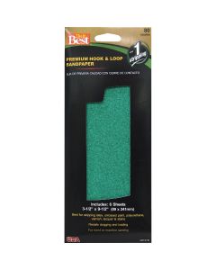 Do it Best 3-1/2 In. x 9-1/2 In. 80G Premium Hook And Loop Sandpaper (6 Count)