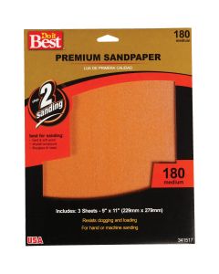 Do it Best Premium Plus 9 In. x 11 In. 180 Grit Medium Sandpaper (3-Pack)